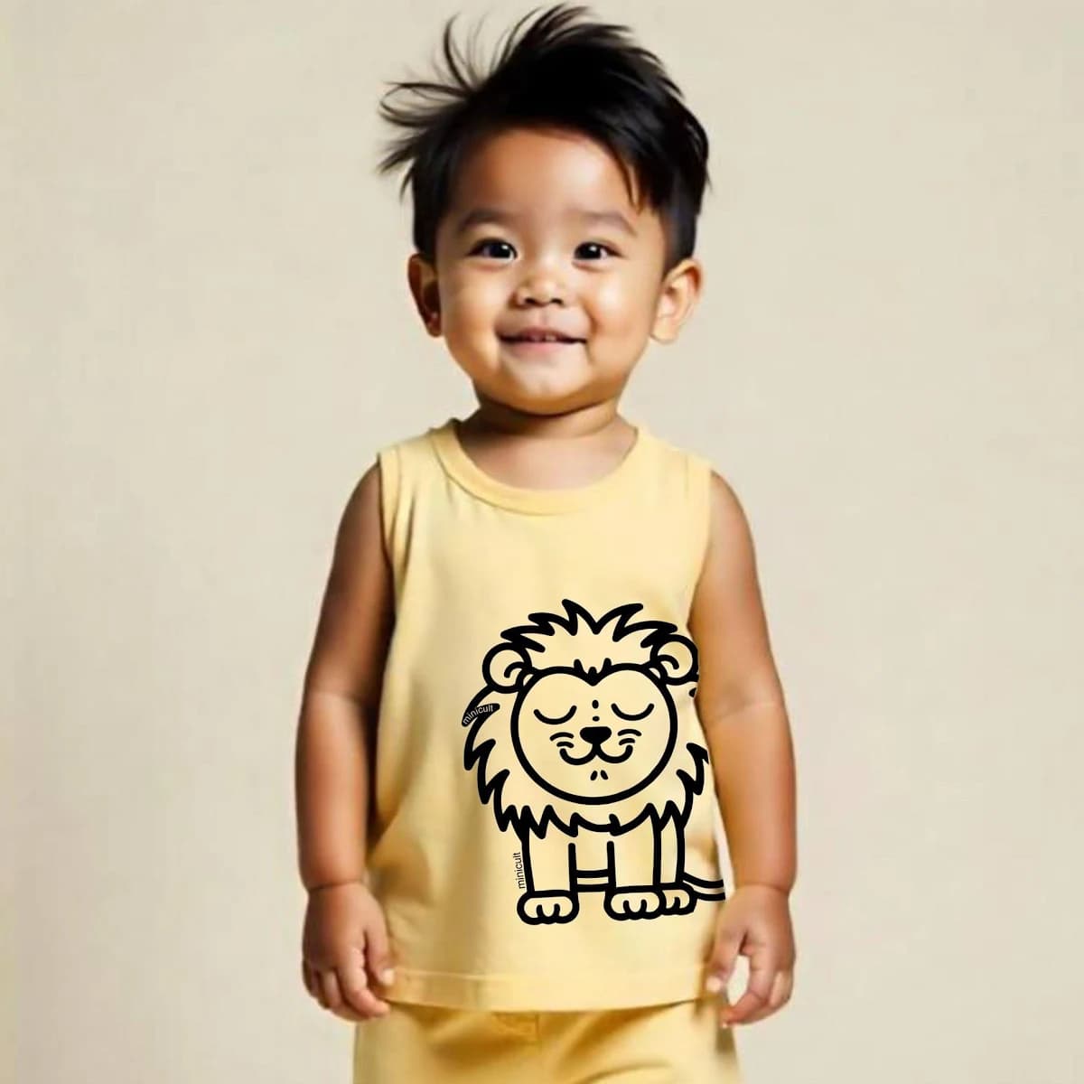 minicult Kids Matching Cotton Vest and Shorts coords with cute animal Prints