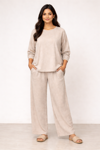 Beige Comfort Cord Set For Women