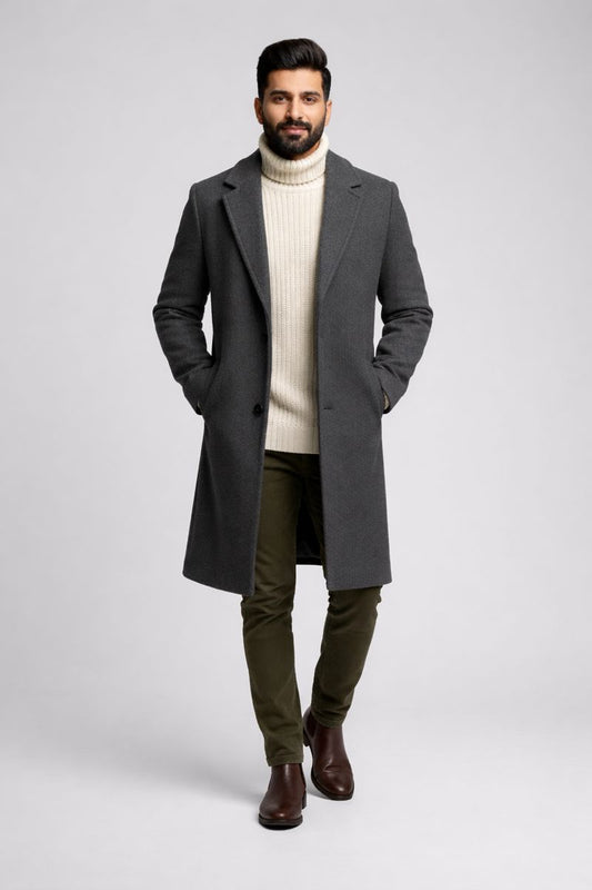 Men’s charcoal Grey Overcoat