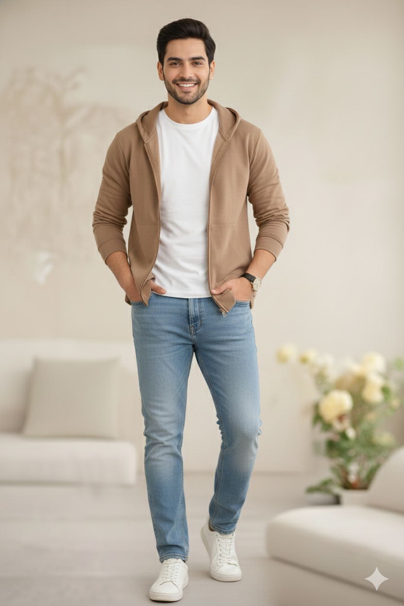 Brown Hoodie Jacket for Men